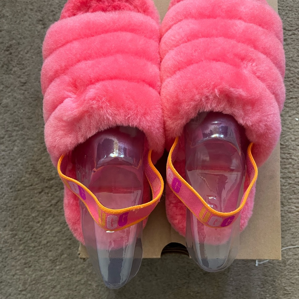 UGG Pink Fluffy Slides
